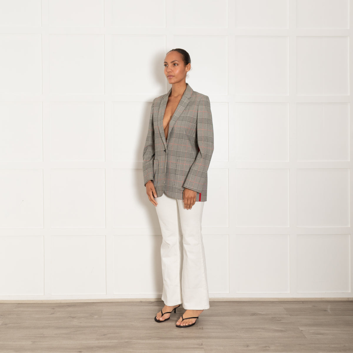 ME + EM Black And Cream Check Blazer