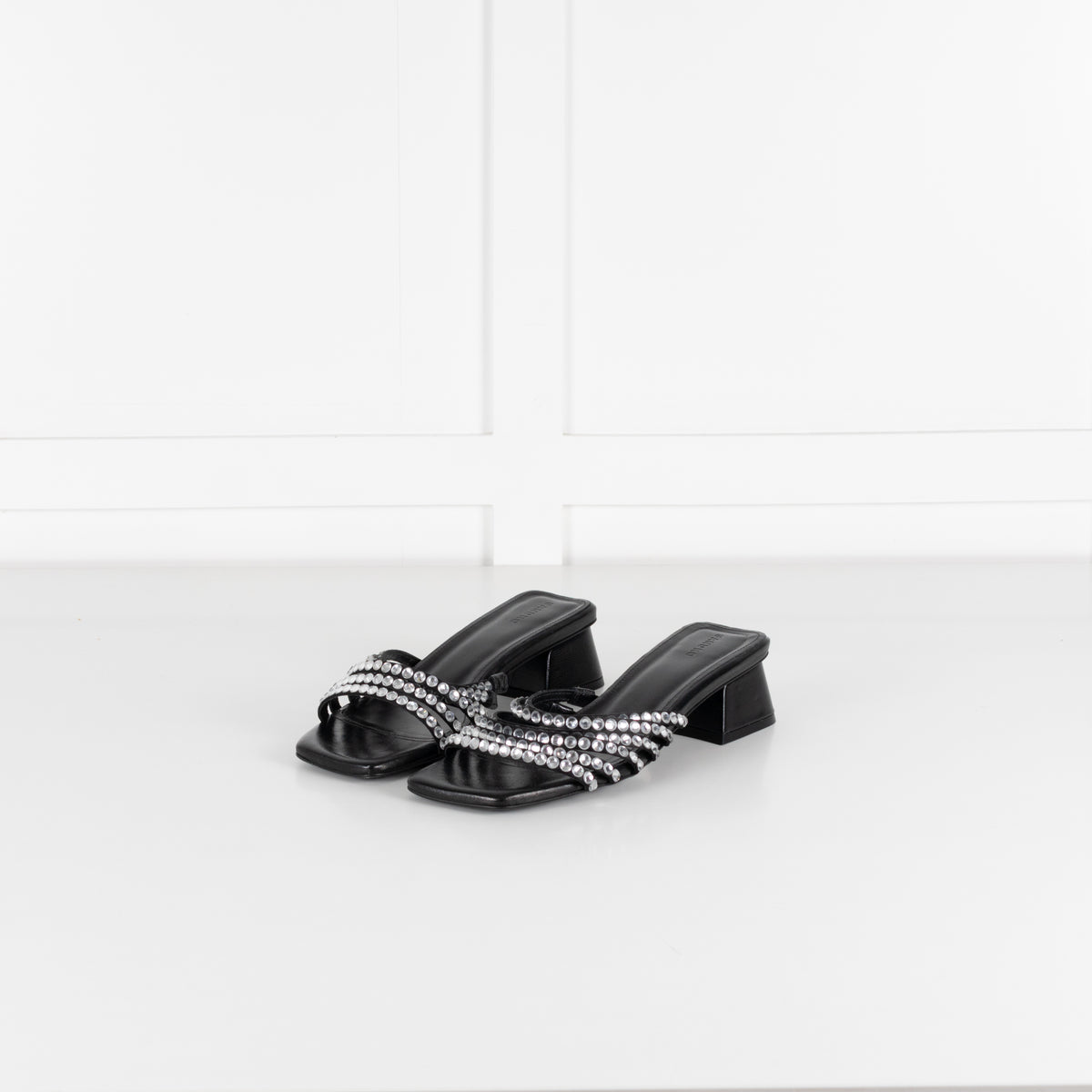 Sandro Black Crystal Embellished Leather Mules