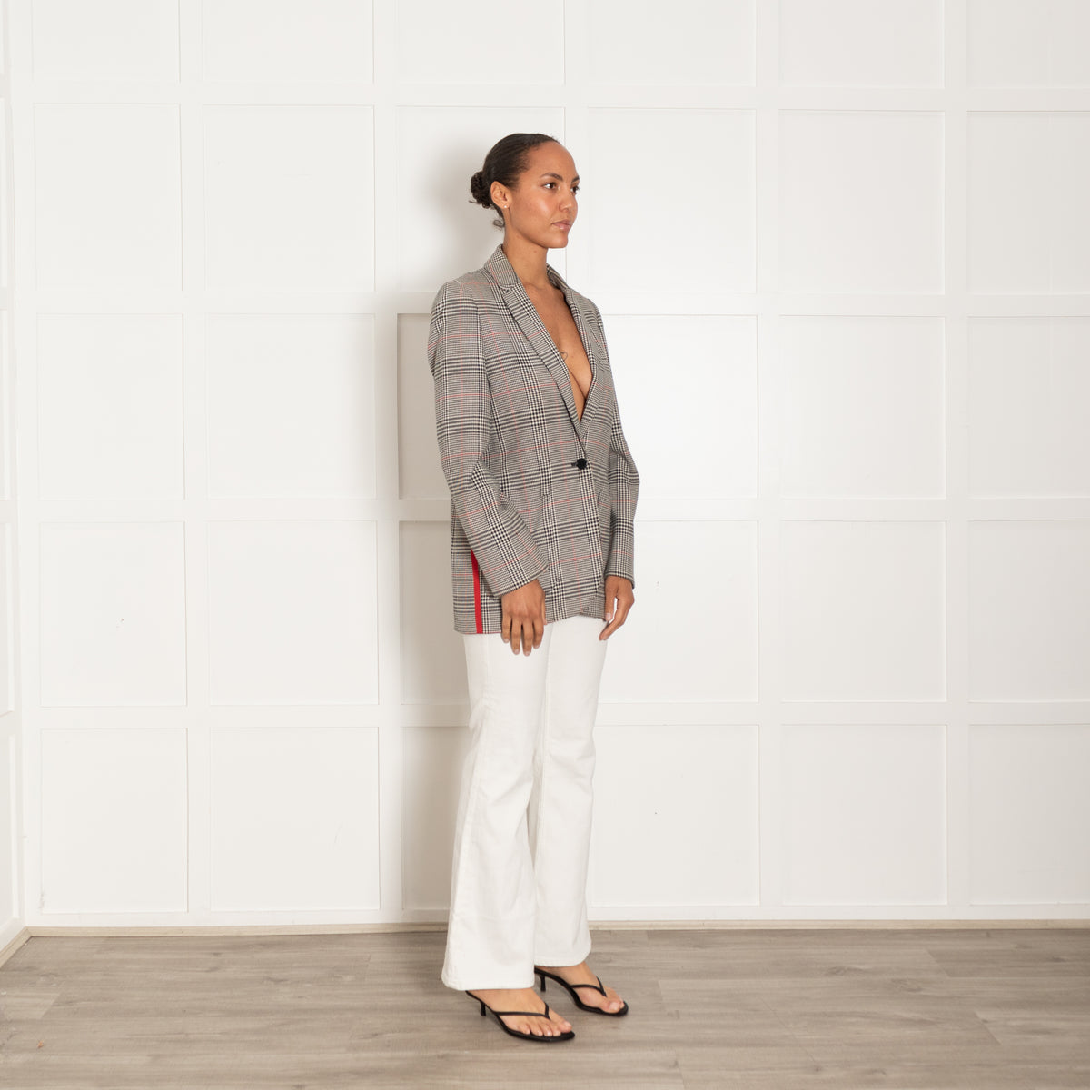 ME + EM Black And Cream Check Blazer