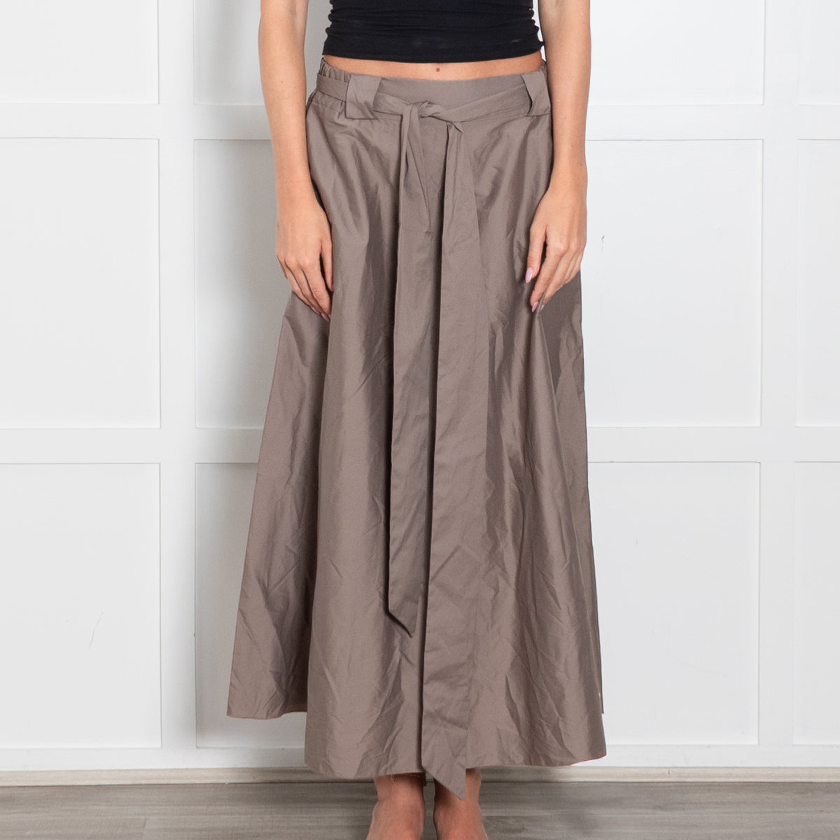 Henry Christ Brown Maxi Skirt With Tie Waist