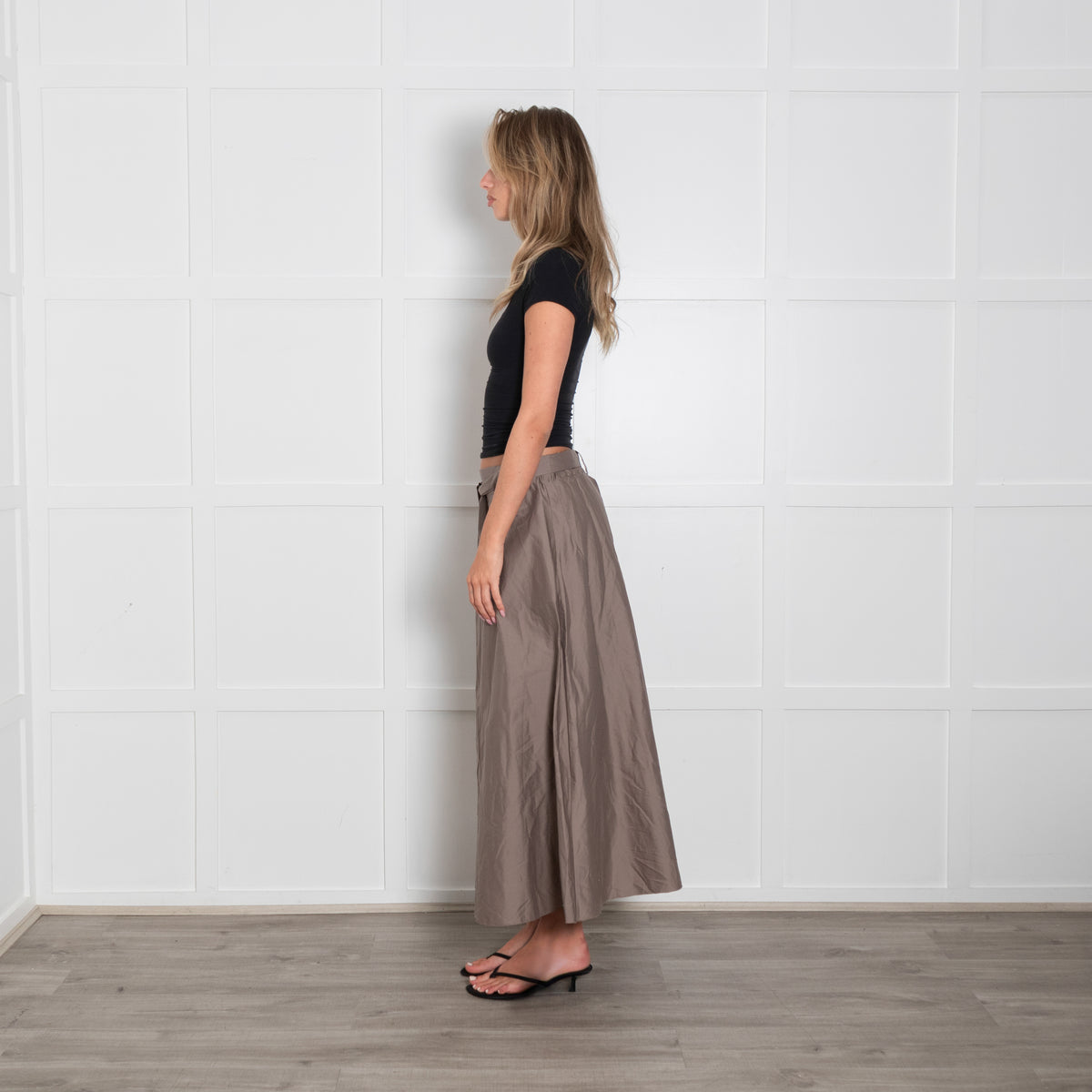 Henry Christ Brown Maxi Skirt With Tie Waist