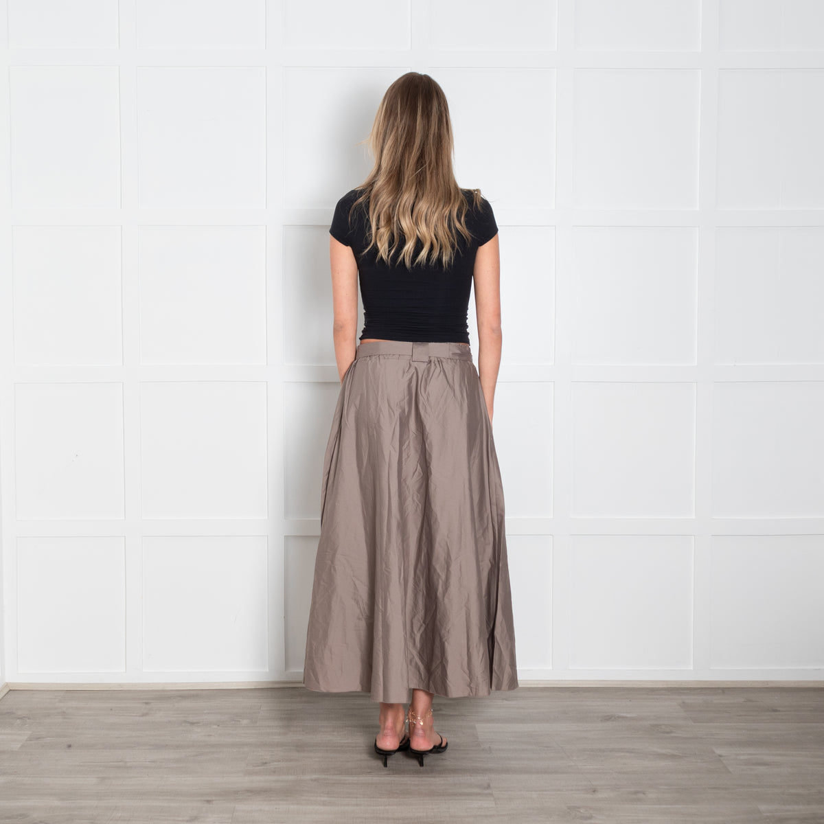 Henry Christ Brown Maxi Skirt With Tie Waist