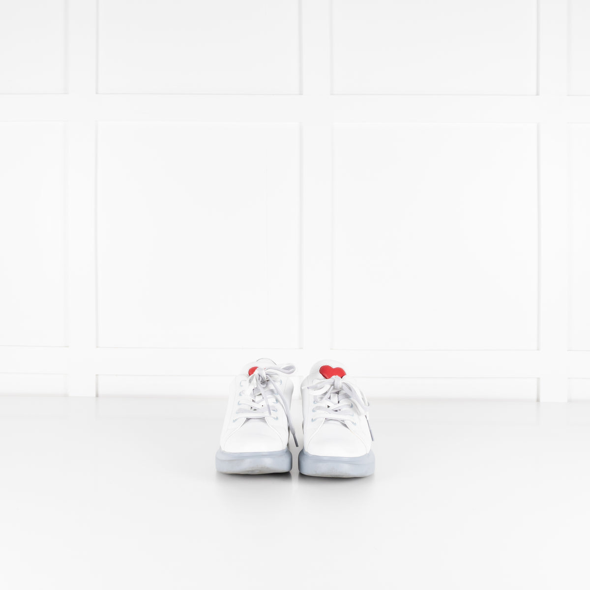 Love Moschino White Sneakers With Red Heart