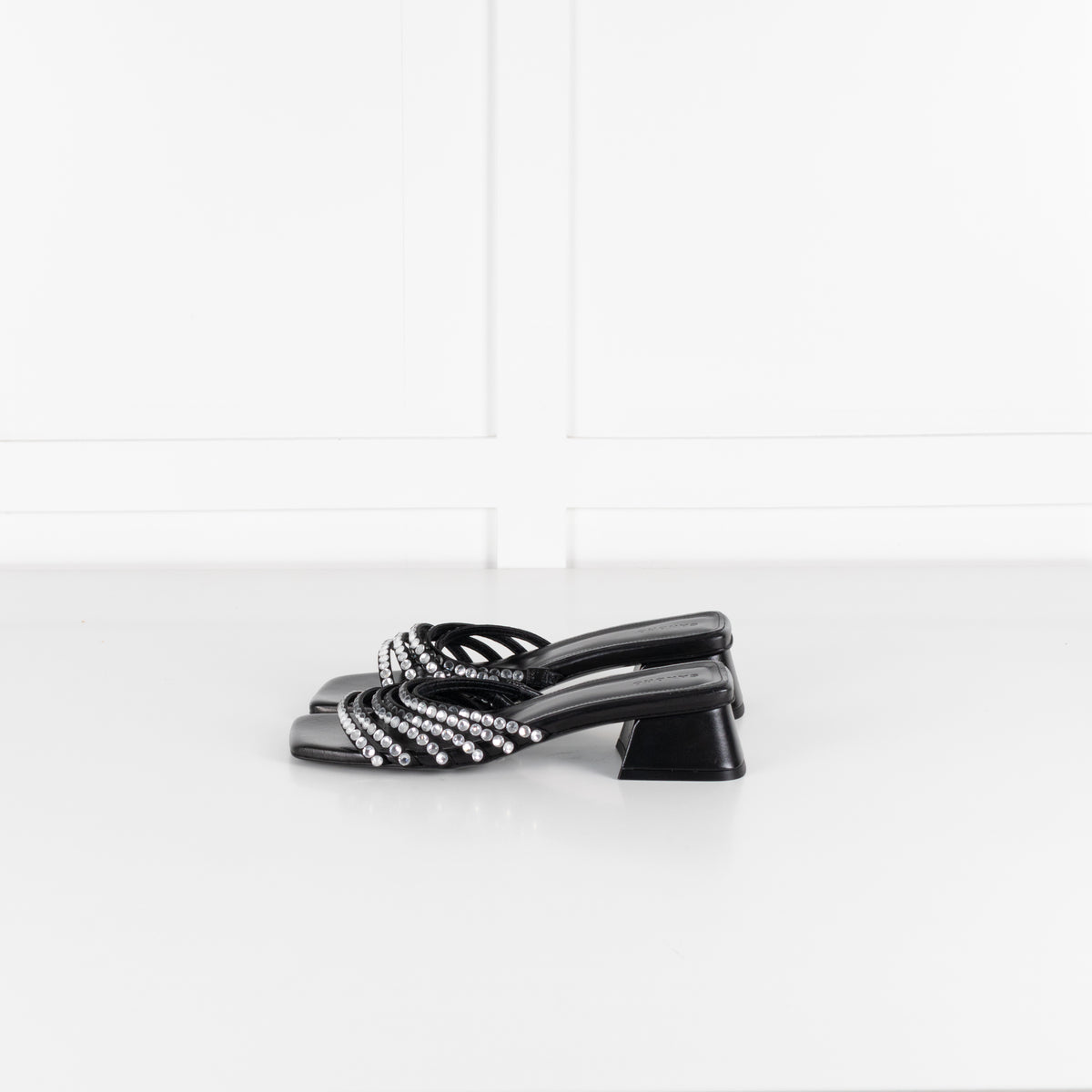 Sandro Black Crystal Embellished Leather Mules