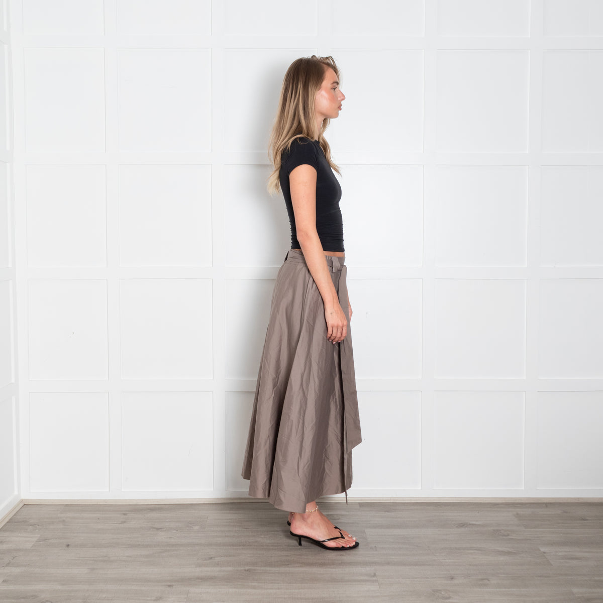 Henry Christ Brown Maxi Skirt With Tie Waist