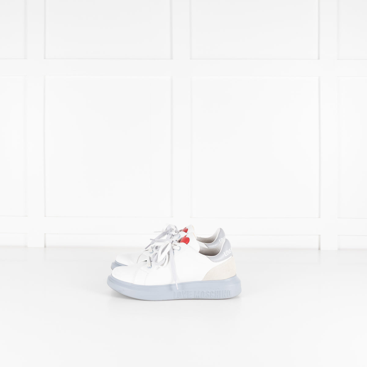 Love Moschino White Sneakers With Red Heart