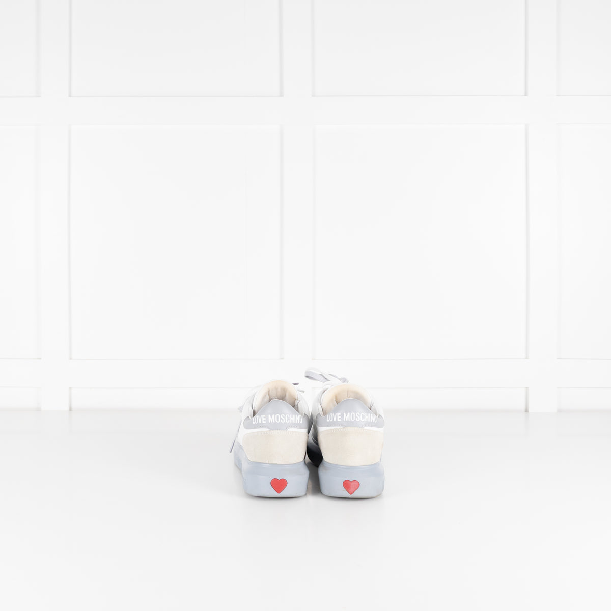 Love Moschino White Sneakers With Red Heart