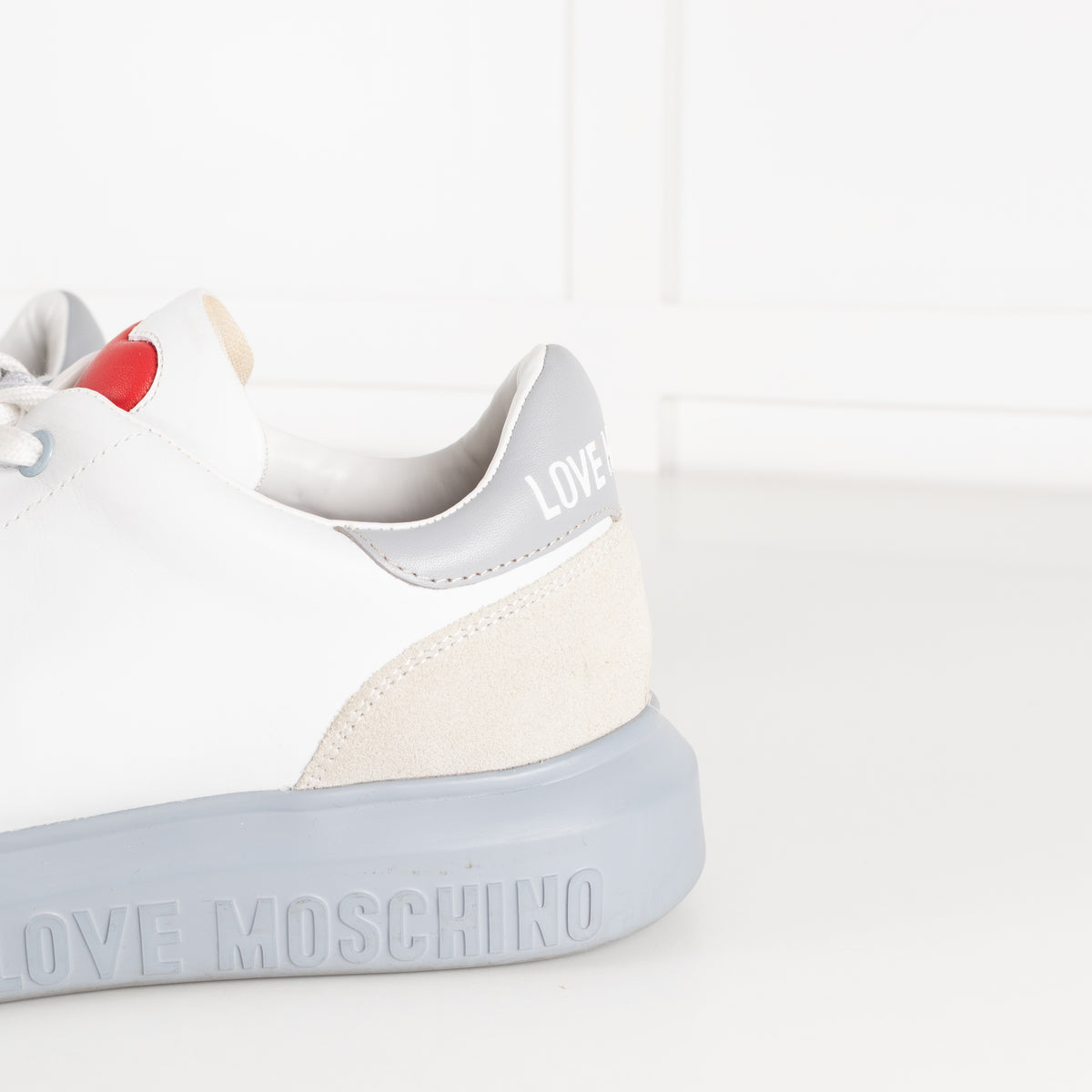 Love Moschino White Sneakers With Red Heart