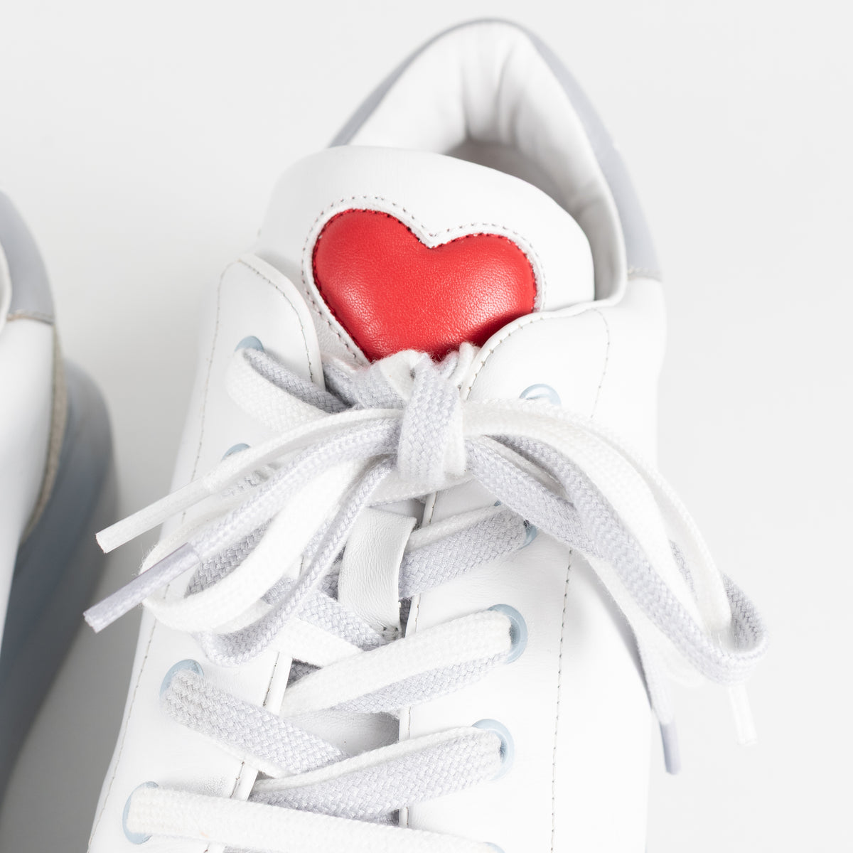Love Moschino White Sneakers With Red Heart