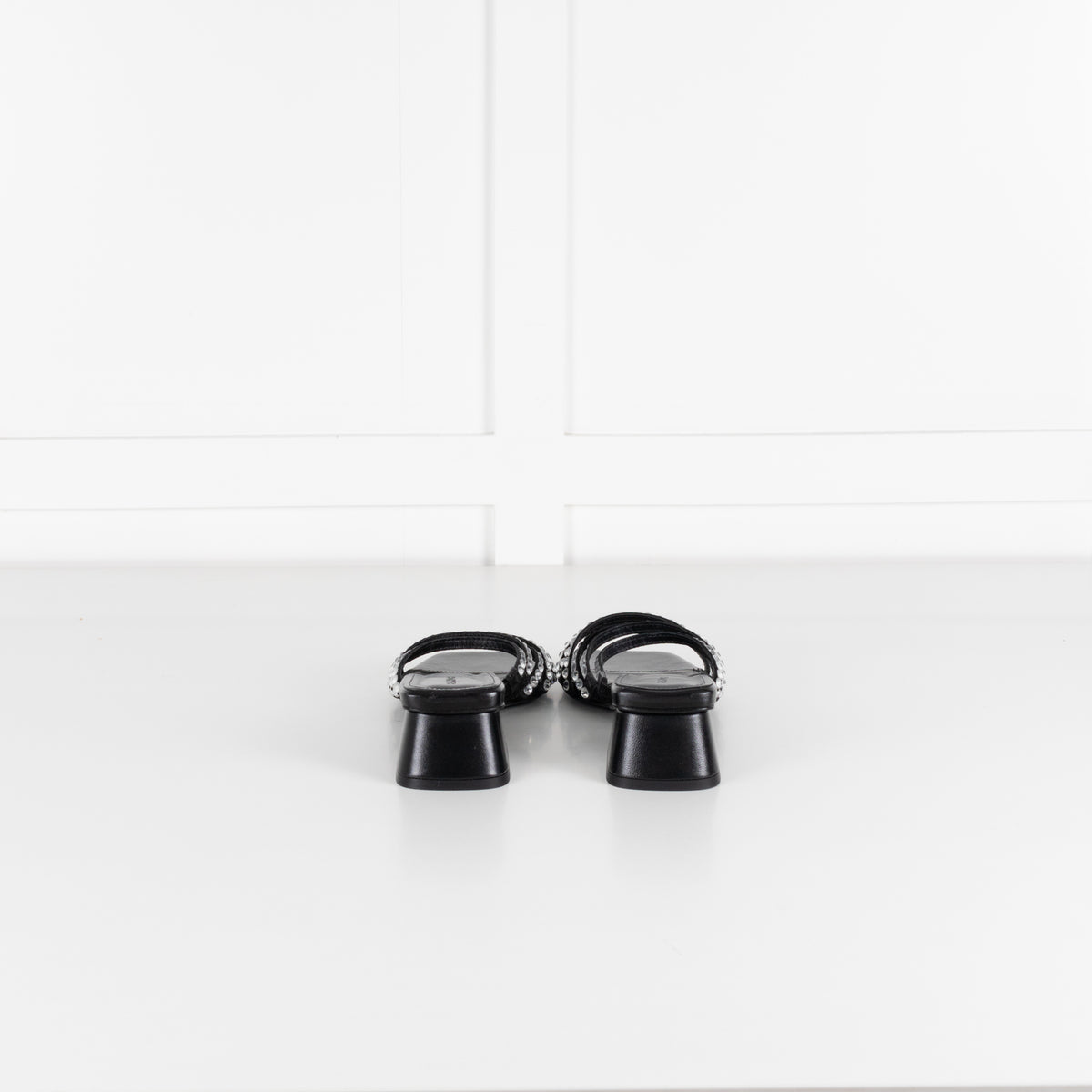 Sandro Black Crystal Embellished Leather Mules