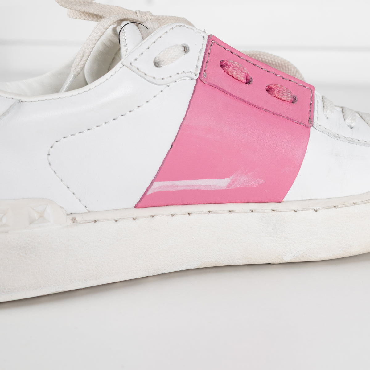 Valentino Garavani White Pink Open Sneakers