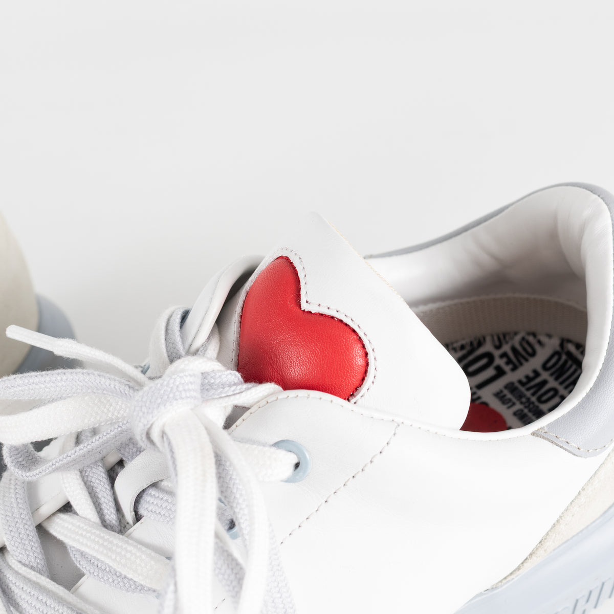 Love Moschino White Sneakers With Red Heart