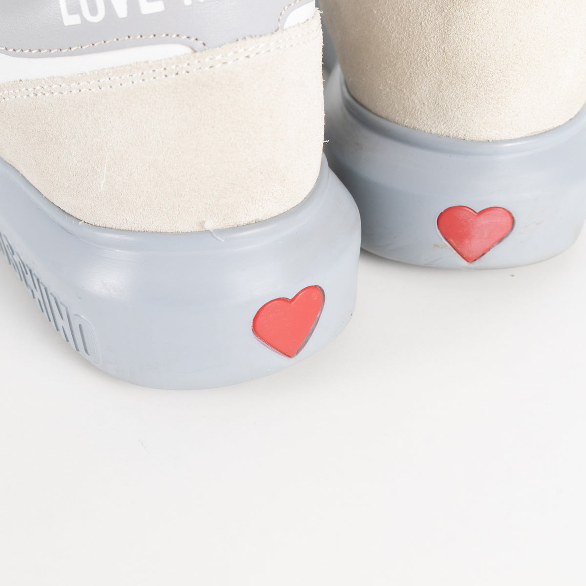 Love Moschino White Sneakers With Red Heart