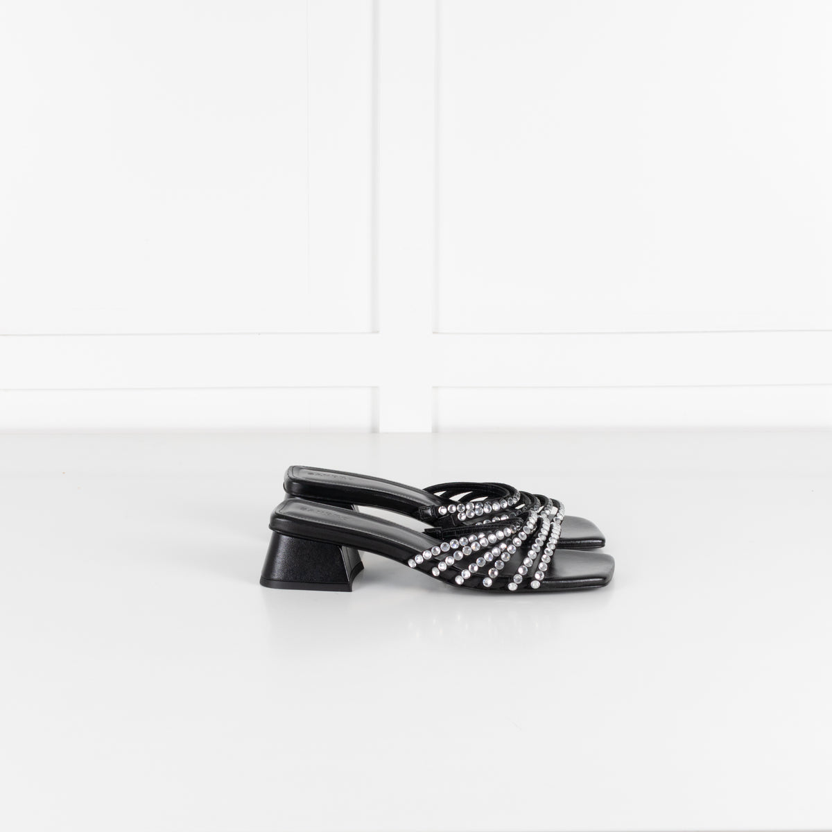 Sandro Black Crystal Embellished Leather Mules