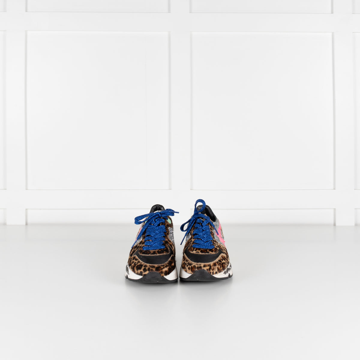 Golden Goose Brown Leopard Print Pony Skin With Glitter Trainers