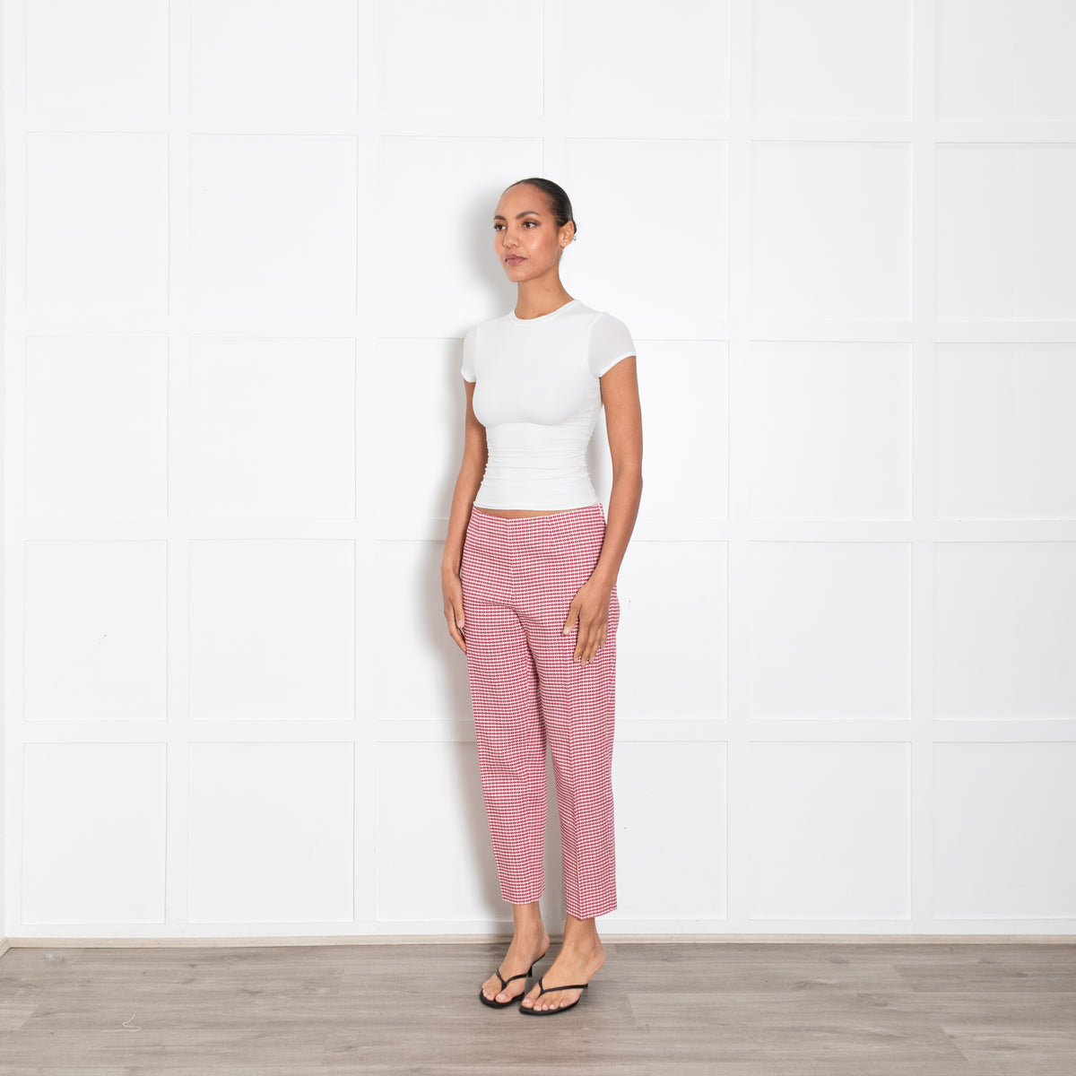 Piazza Sempione Red and White Patterned Cigarette Pants