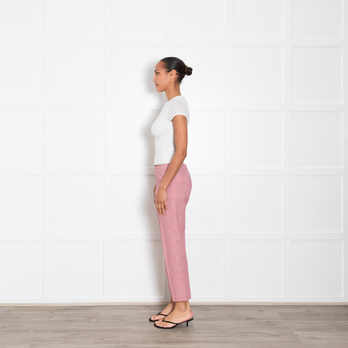 Piazza Sempione Red and White Patterned Cigarette Pants