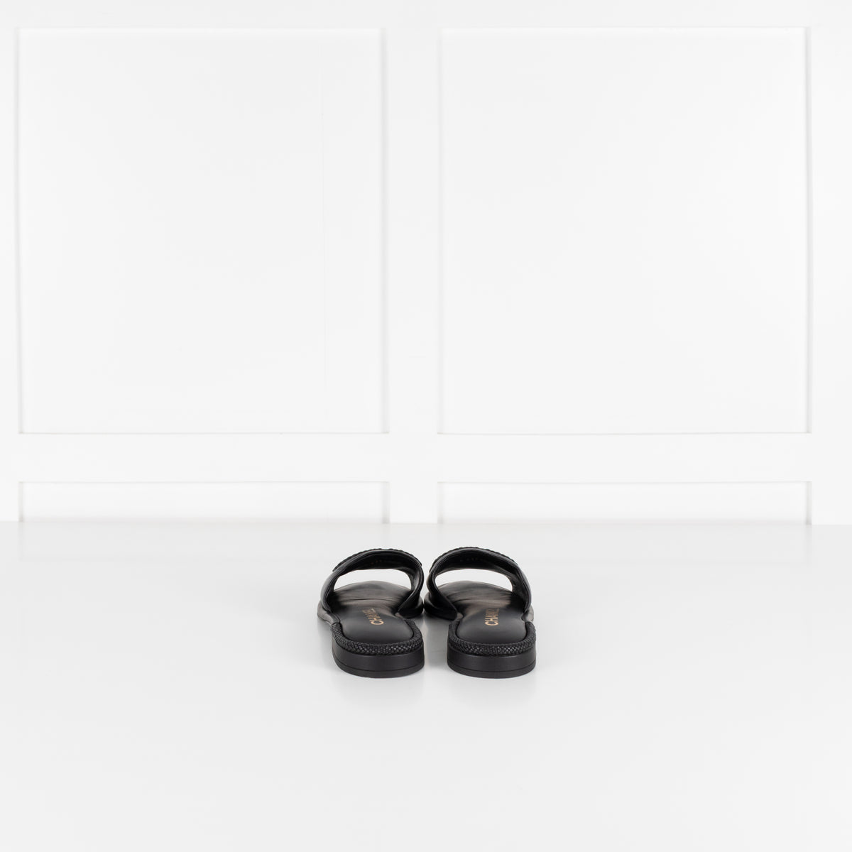 Chanel Black Braided CC Logo Cushioned Flat Sandals