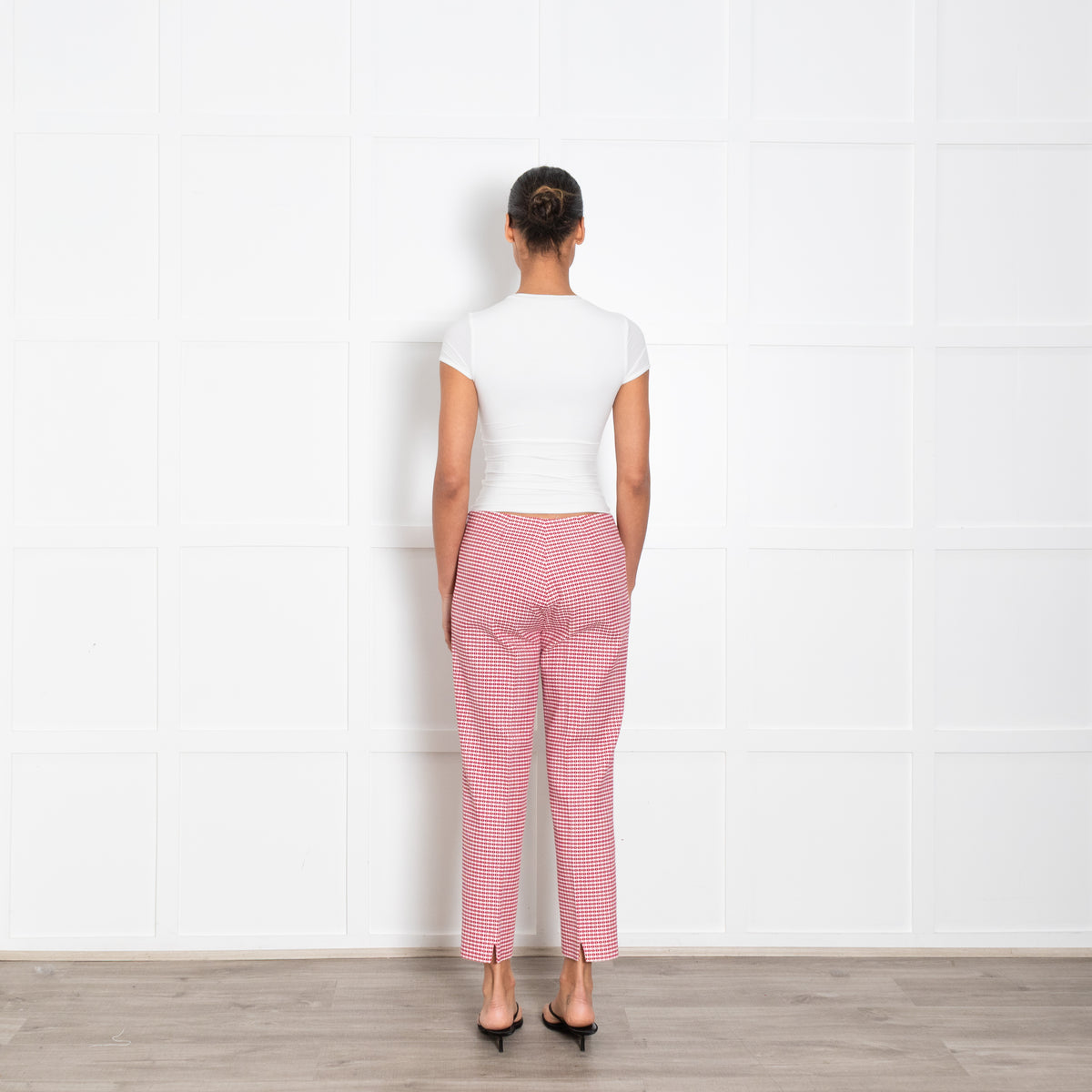 Piazza Sempione Red and White Patterned Cigarette Pants
