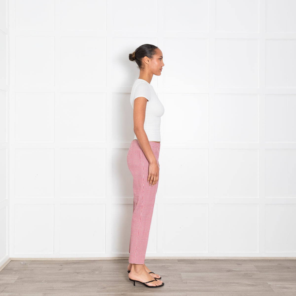 Piazza Sempione Red and White Patterned Cigarette Pants