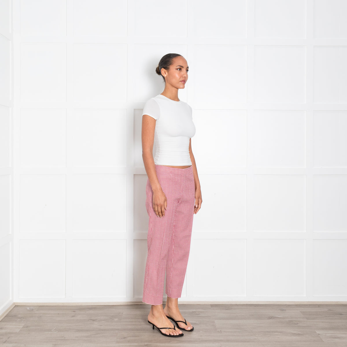 Piazza Sempione Red and White Patterned Cigarette Pants