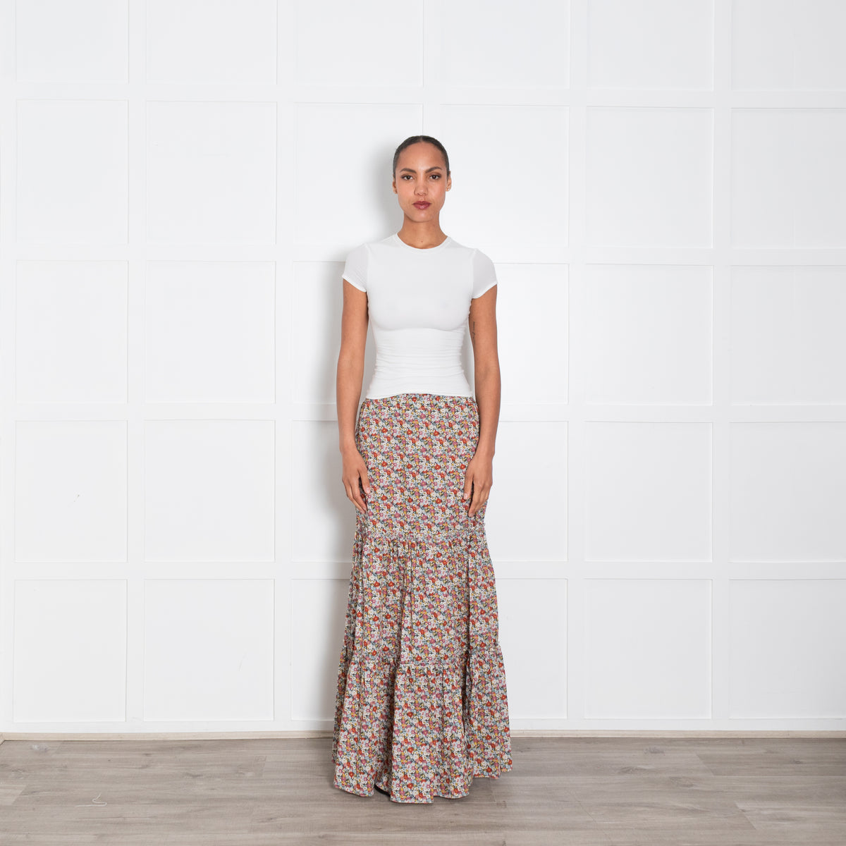 Ridley Multicolour Floral Tiered Maxi Skirt