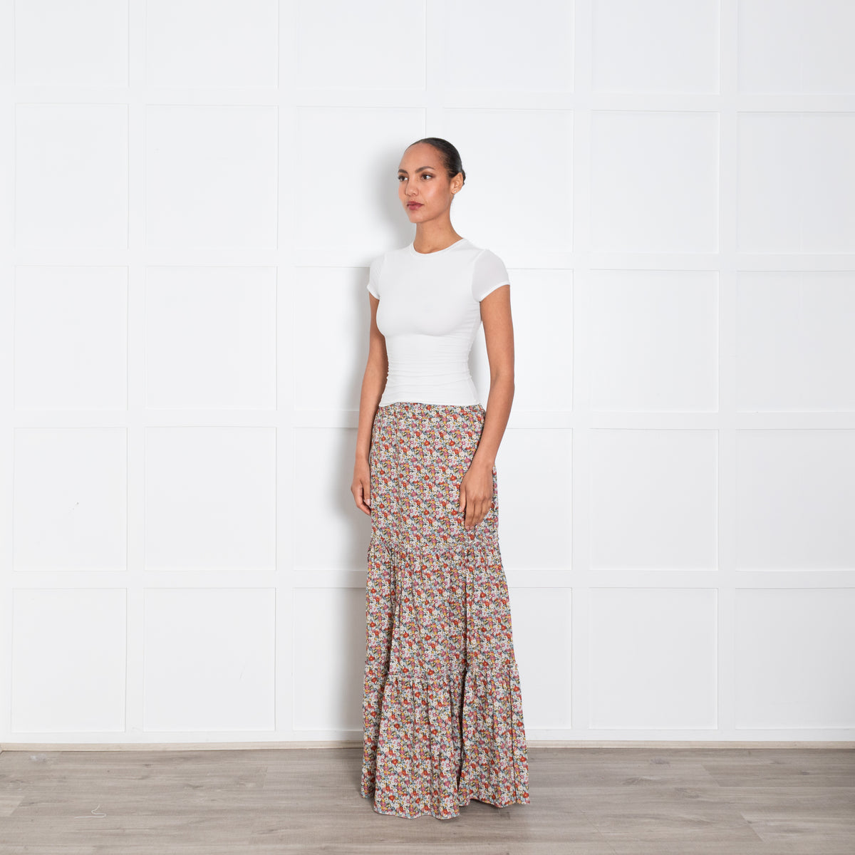 Ridley Multicolour Floral Tiered Maxi Skirt