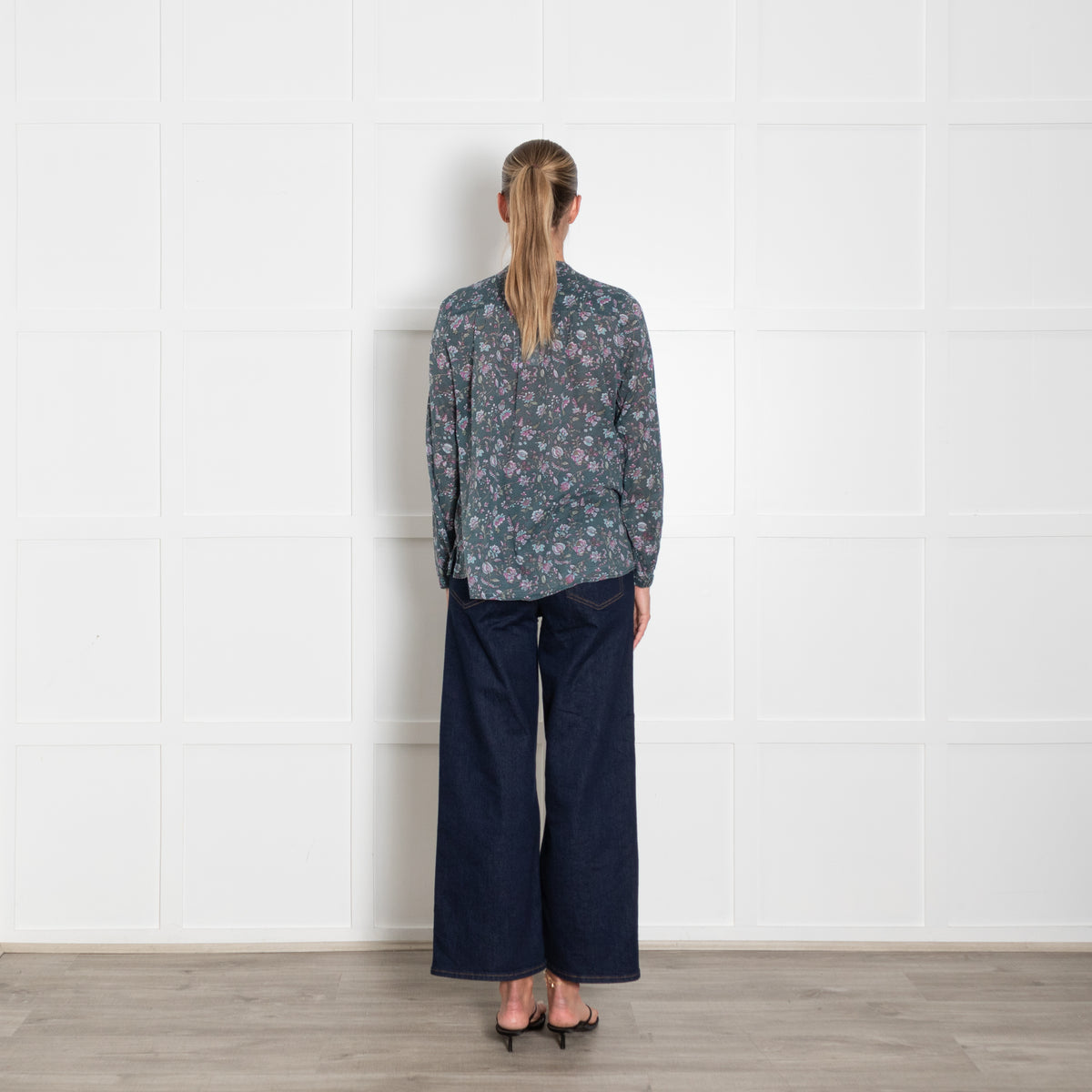Isabel Marant Etoile Teal Green Blue Lilac Floral Print Blouse