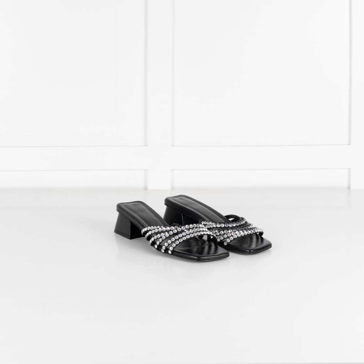Sandro Black Crystal Embellished Leather Mules
