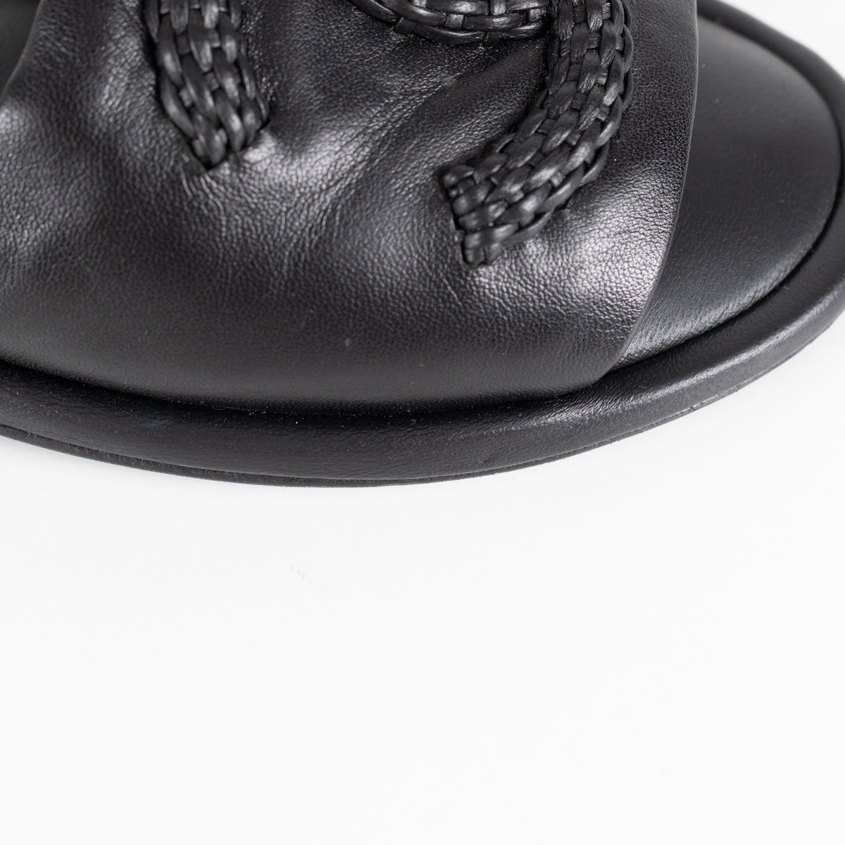 Chanel Black Braided CC Logo Cushioned Flat Sandals