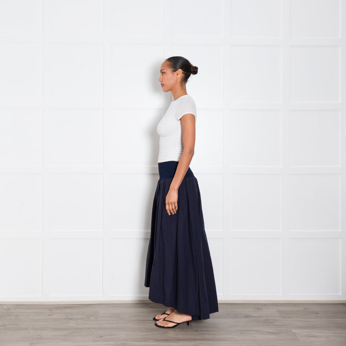 Ottod’Ame Navy Ribbed Waistband Skirt