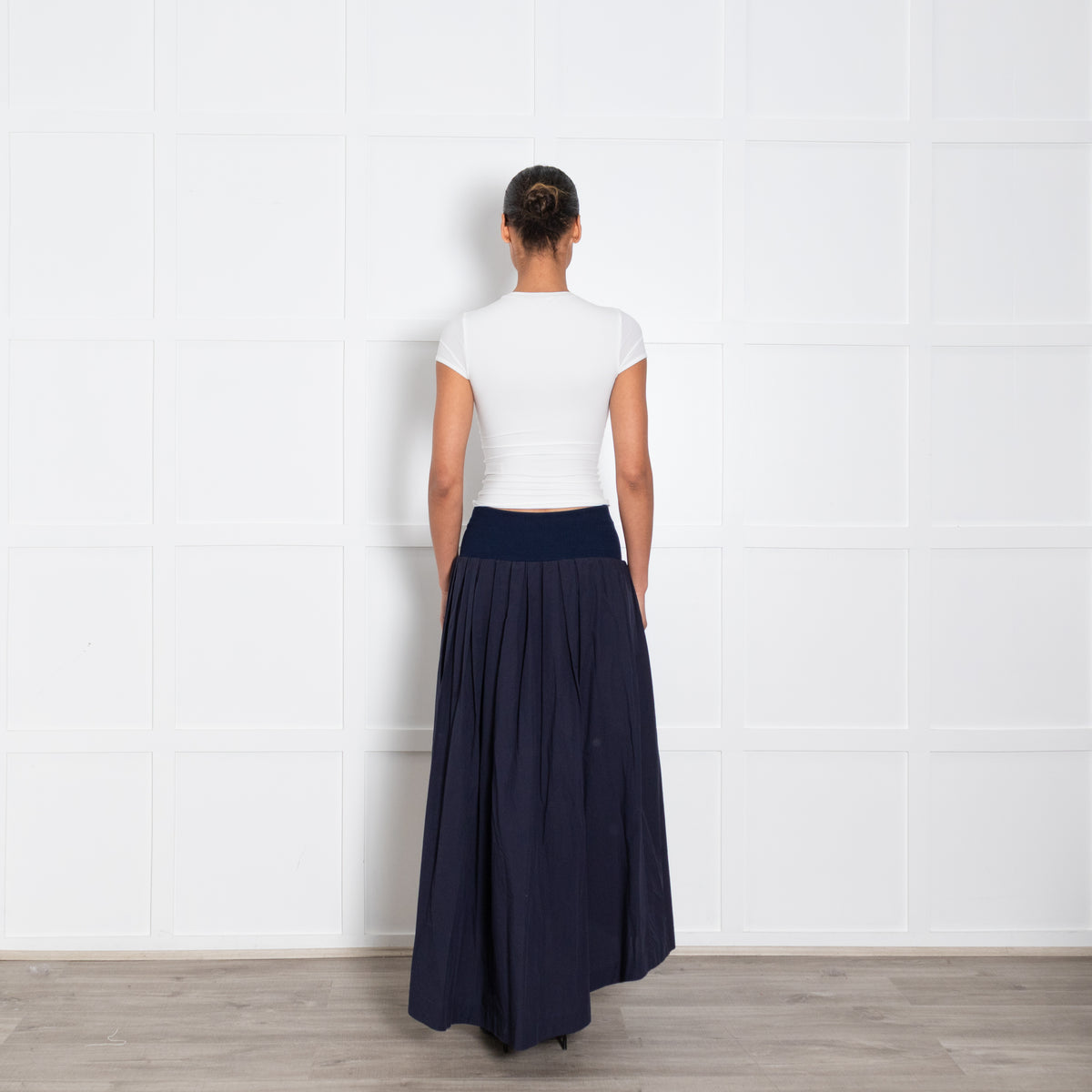 Ottod’Ame Navy Ribbed Waistband Skirt