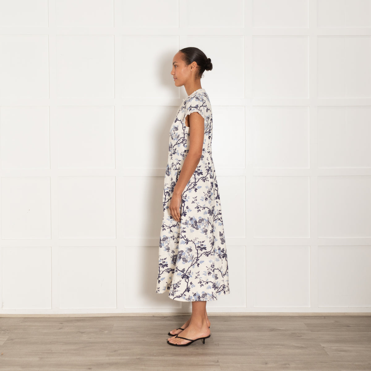 Me + Em Blue and White Botanical Print Maxi Dress