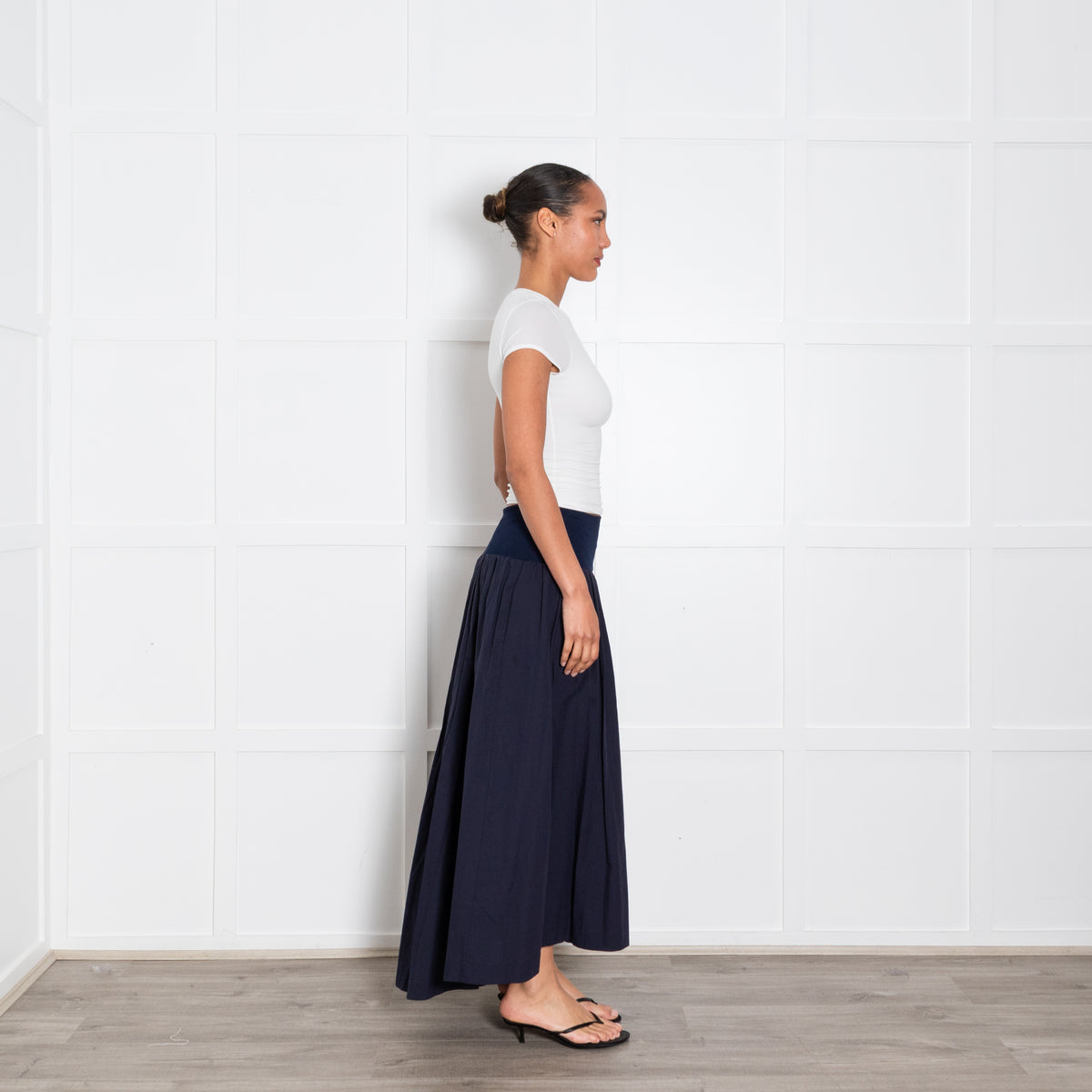 Ottod’Ame Navy Ribbed Waistband Skirt