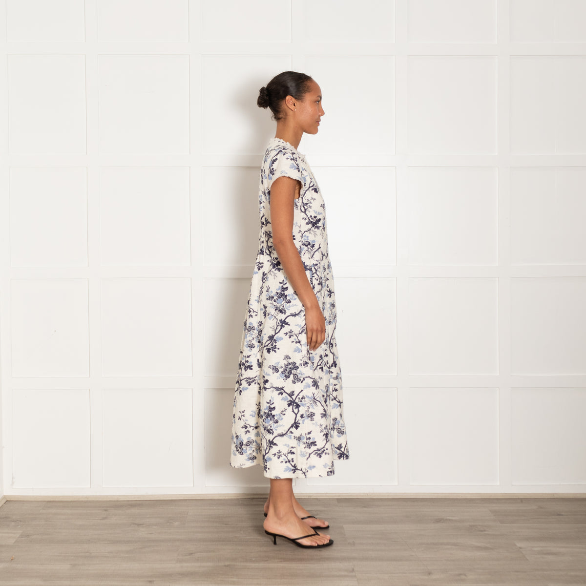 Me + Em Blue and White Botanical Print Maxi Dress