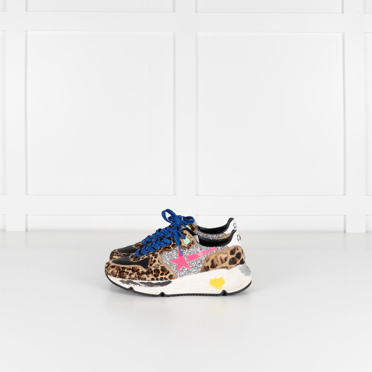 Golden Goose Brown Leopard Print Pony Skin With Glitter Trainers