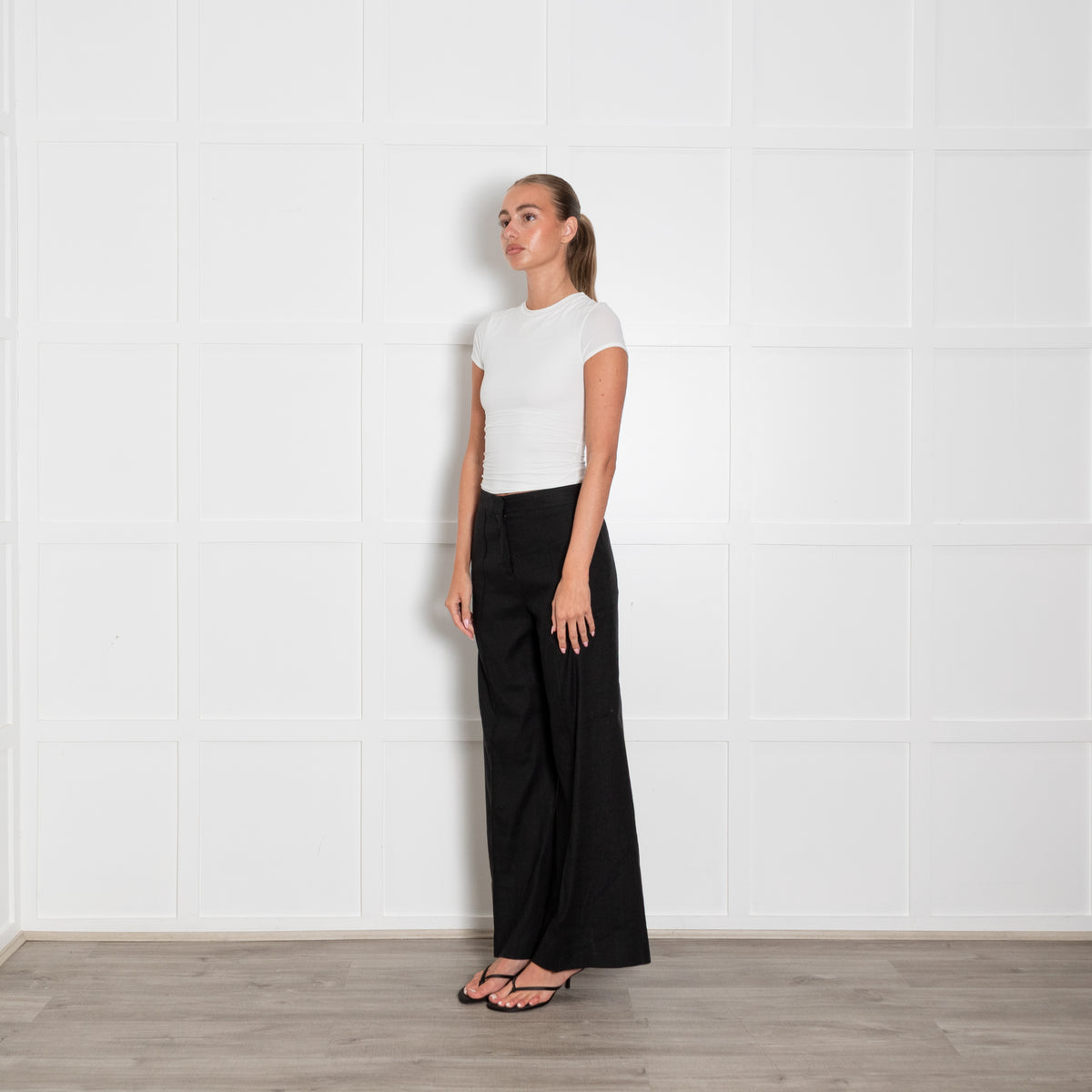 Diane Von Furstenberg Black Linen Blend Trousers