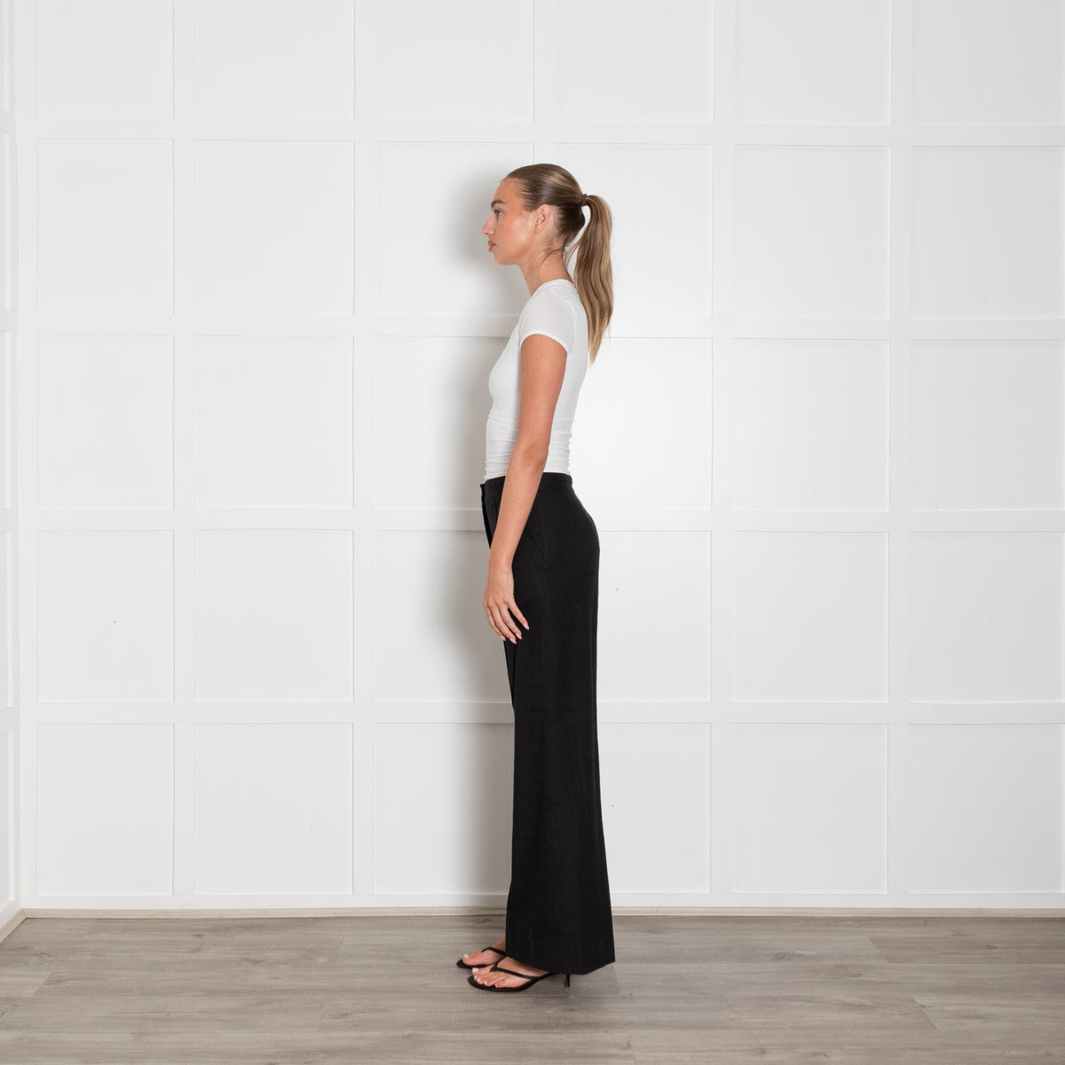 Diane Von Furstenberg Black Linen Blend Trousers
