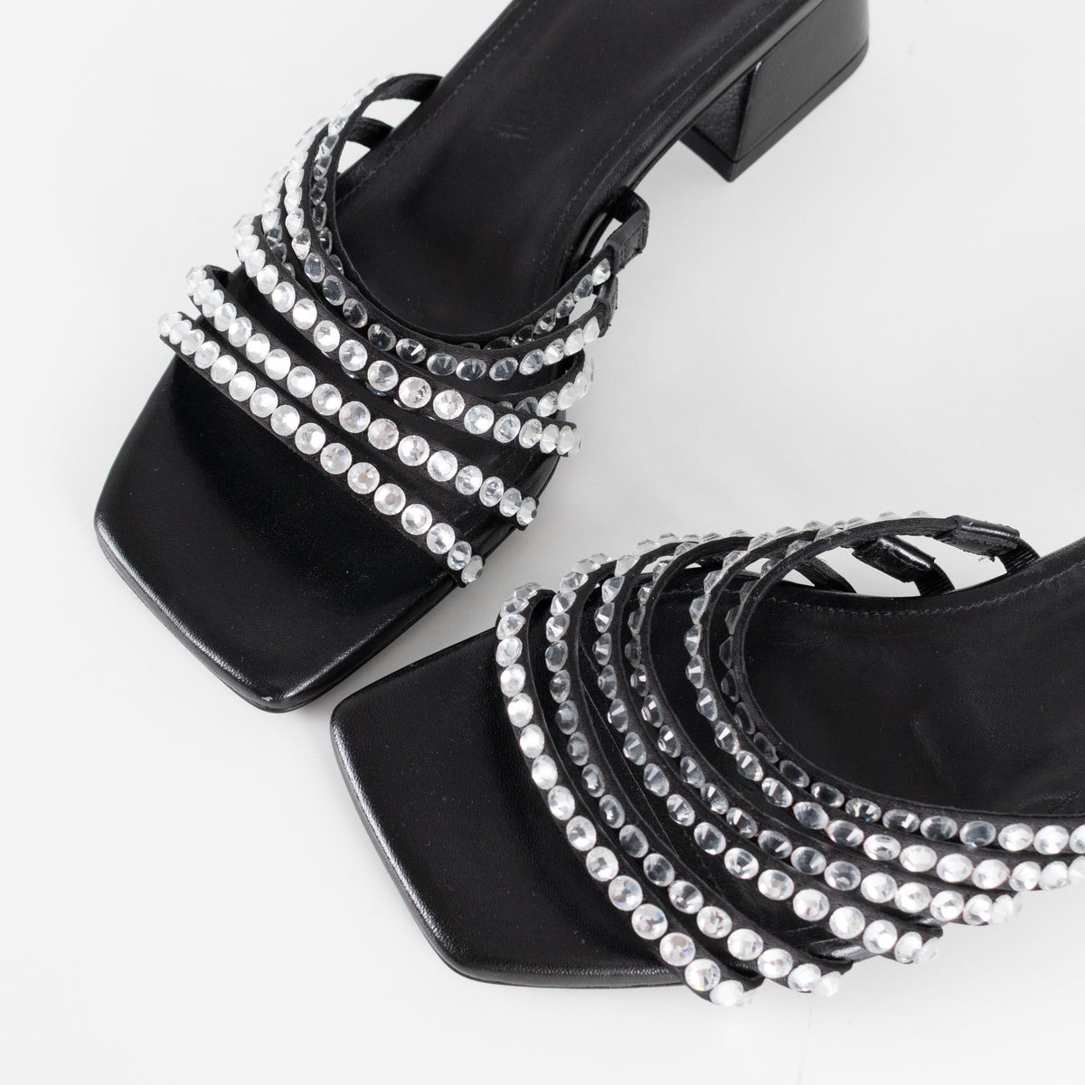 Sandro Black Crystal Embellished Leather Mules