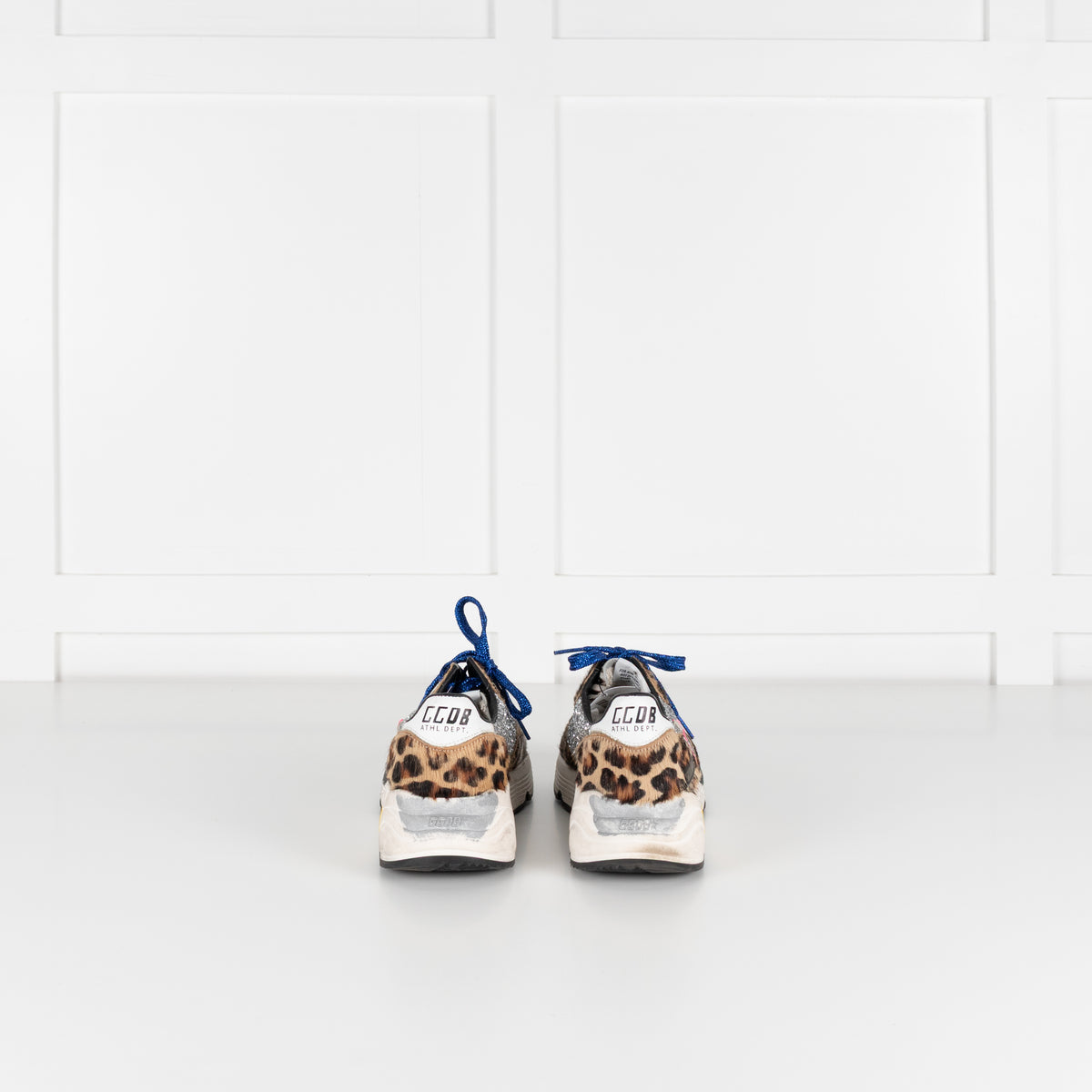 Golden Goose Brown Leopard Print Pony Skin With Glitter Trainers