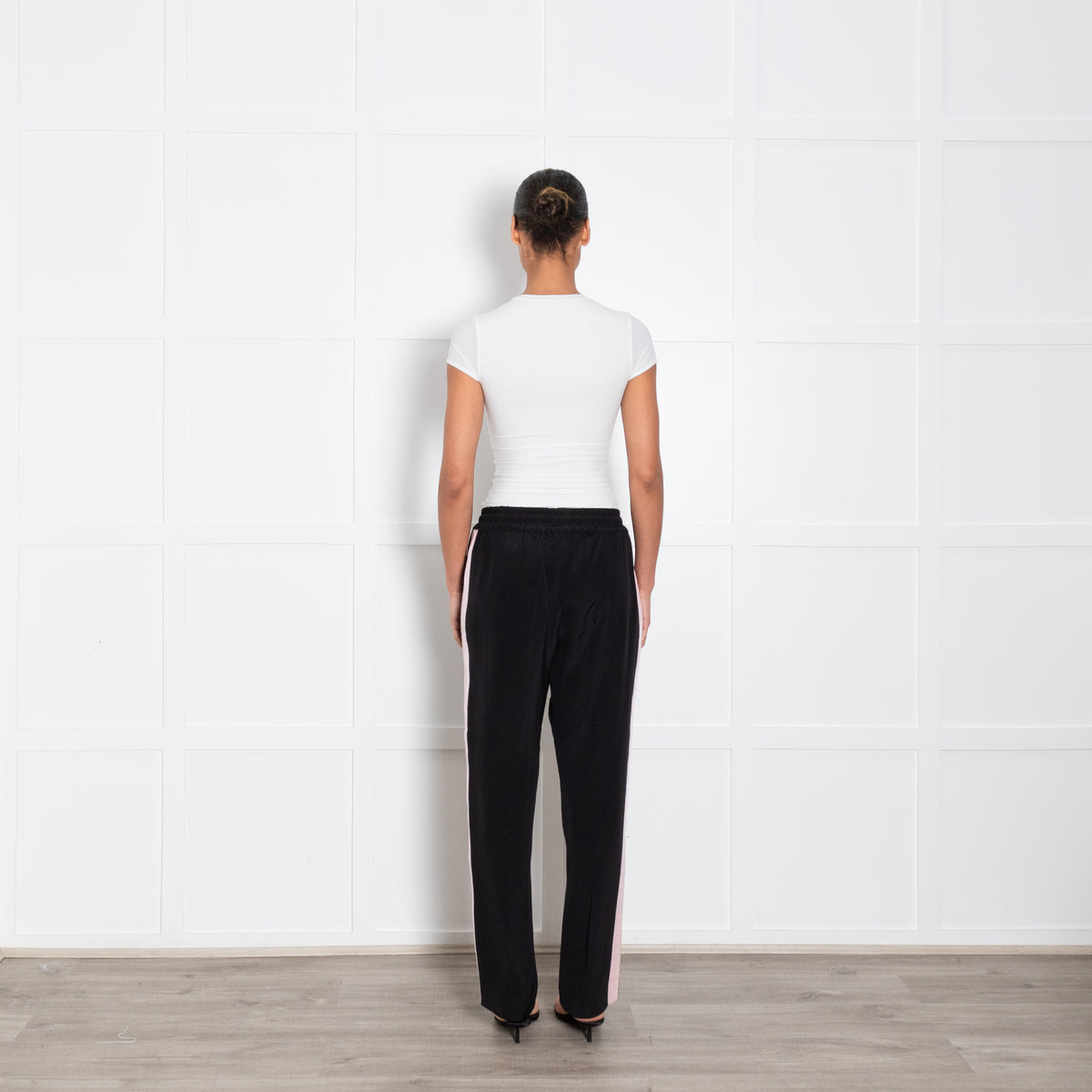 Serena Bute Black Pale Pink Side Stripe Trousers