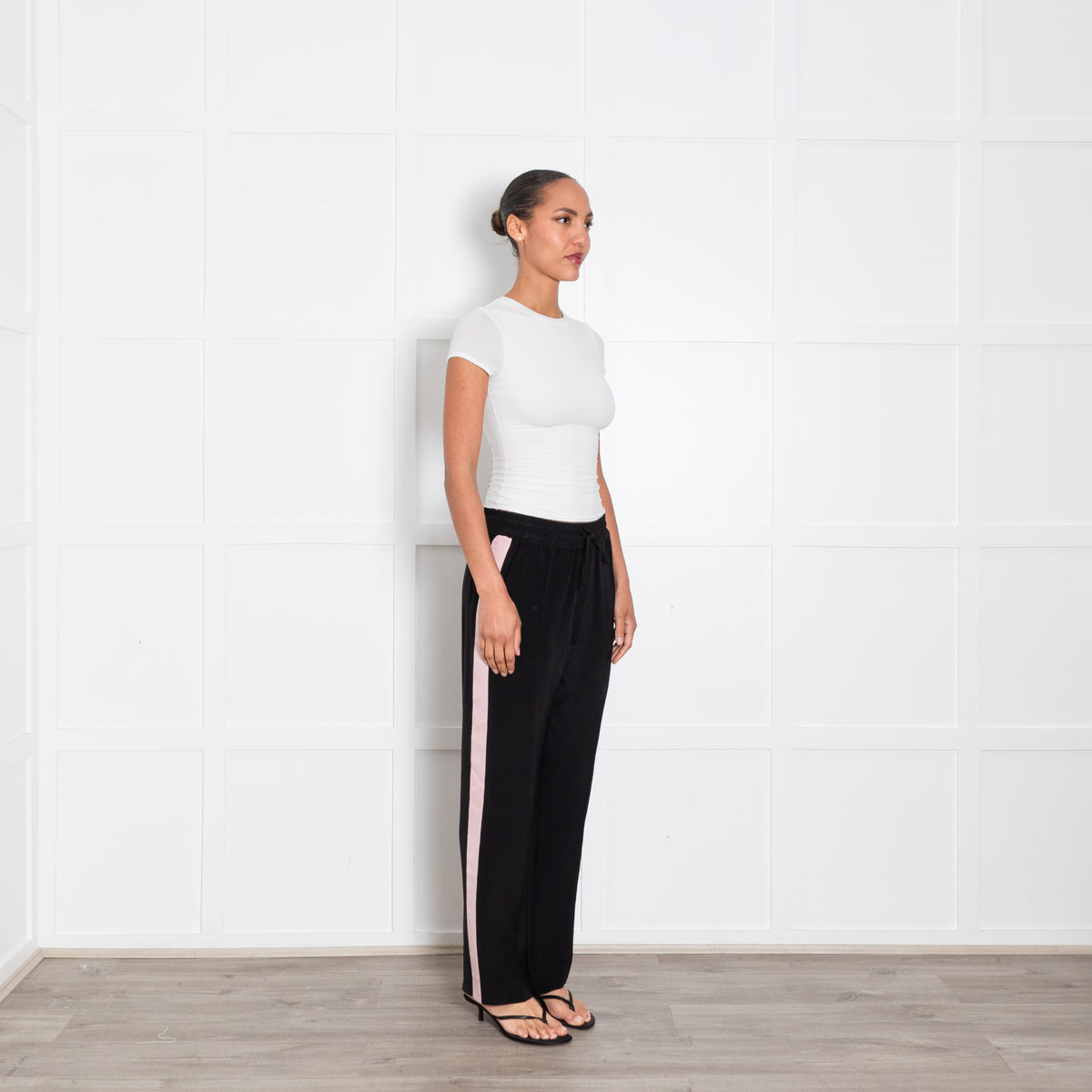 Serena Bute Black Pale Pink Side Stripe Trousers
