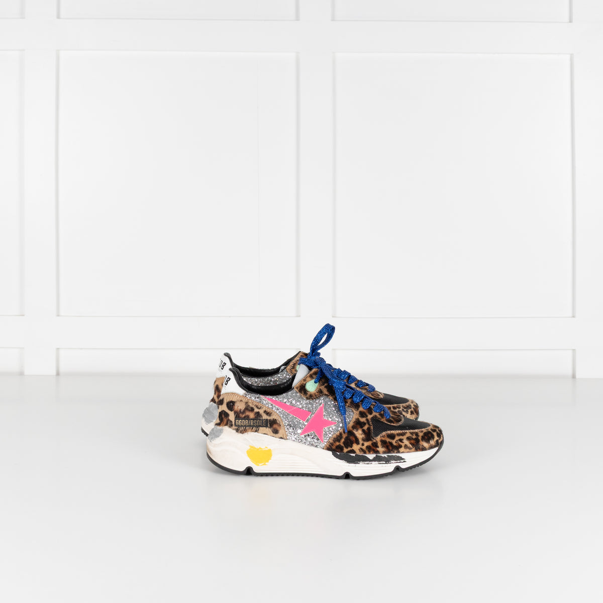 Golden Goose Brown Leopard Print Pony Skin With Glitter Trainers