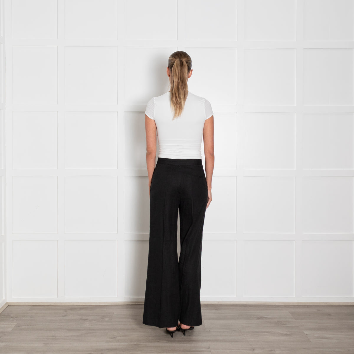 Diane Von Furstenberg Black Linen Blend Trousers