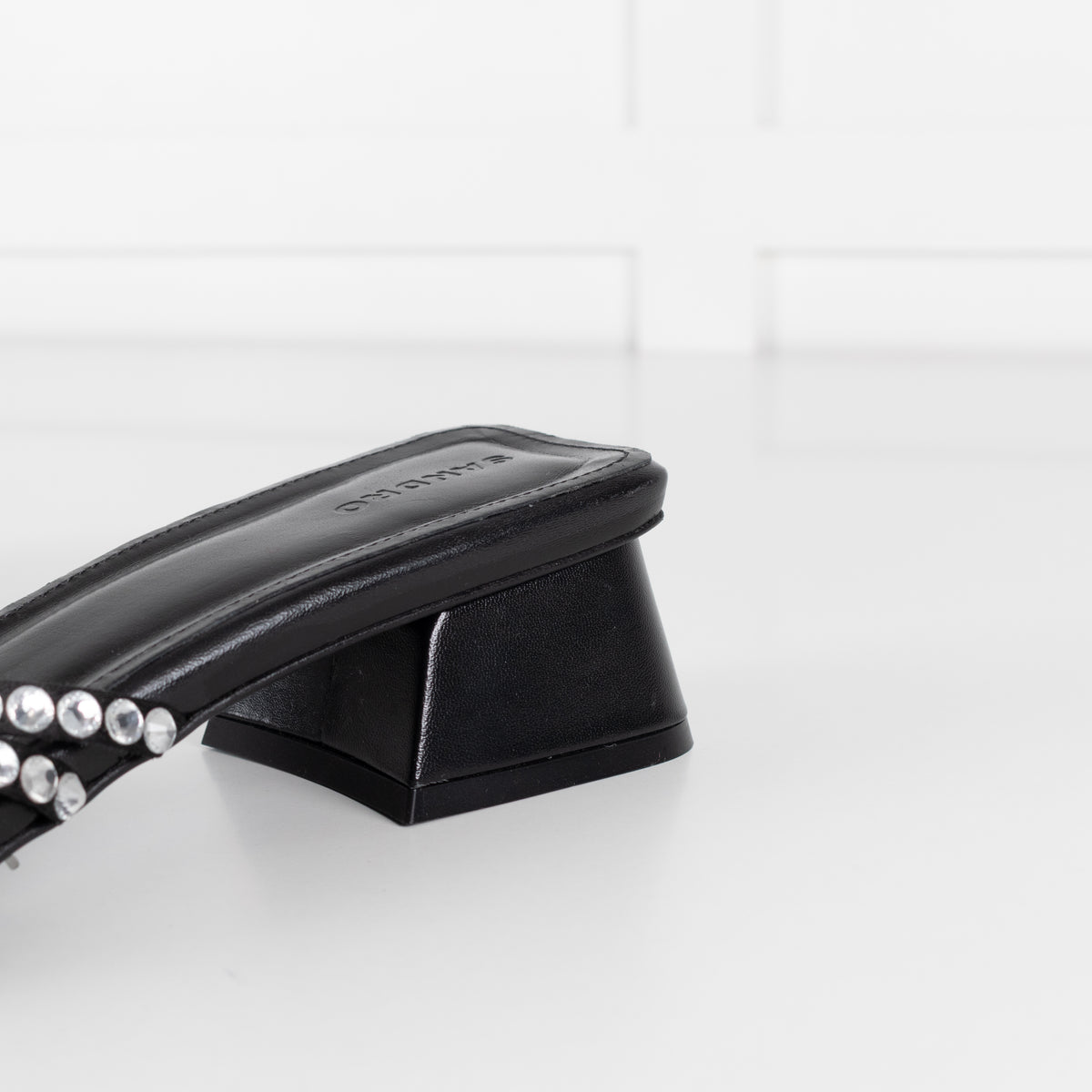 Sandro Black Crystal Embellished Leather Mules