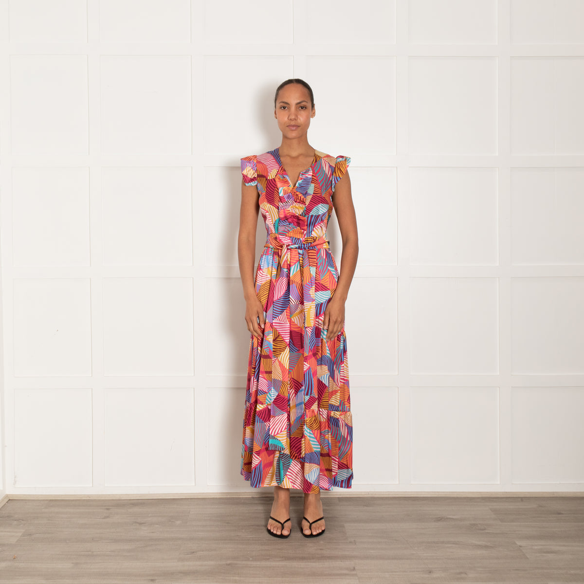 Ridley London Sadie Maxi Dress In Multicolour Geometric Pattern