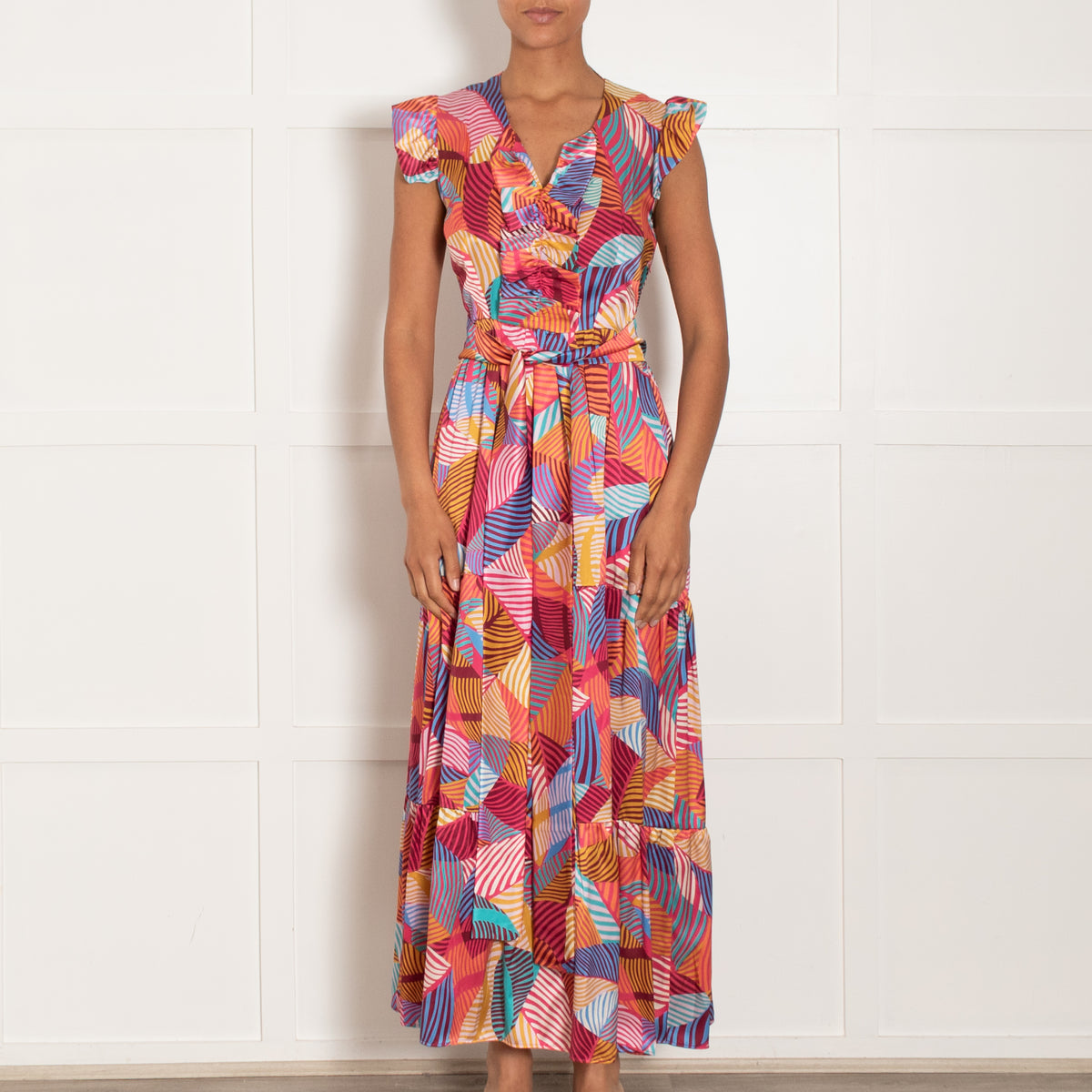 Ridley London Sadie Maxi Dress In Multicolour Geometric Pattern