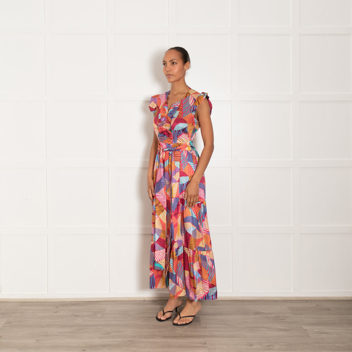 Ridley London Sadie Maxi Dress In Multicolour Geometric Pattern