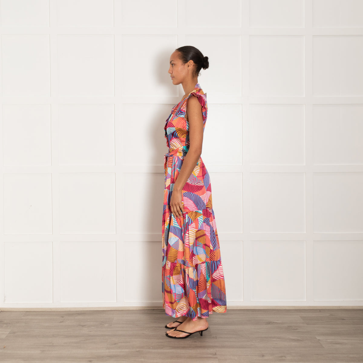 Ridley London Sadie Maxi Dress In Multicolour Geometric Pattern