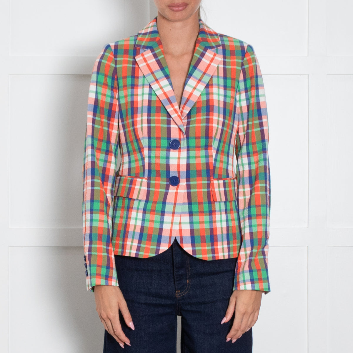 Kate Spade Multi Checked Textured Jacket